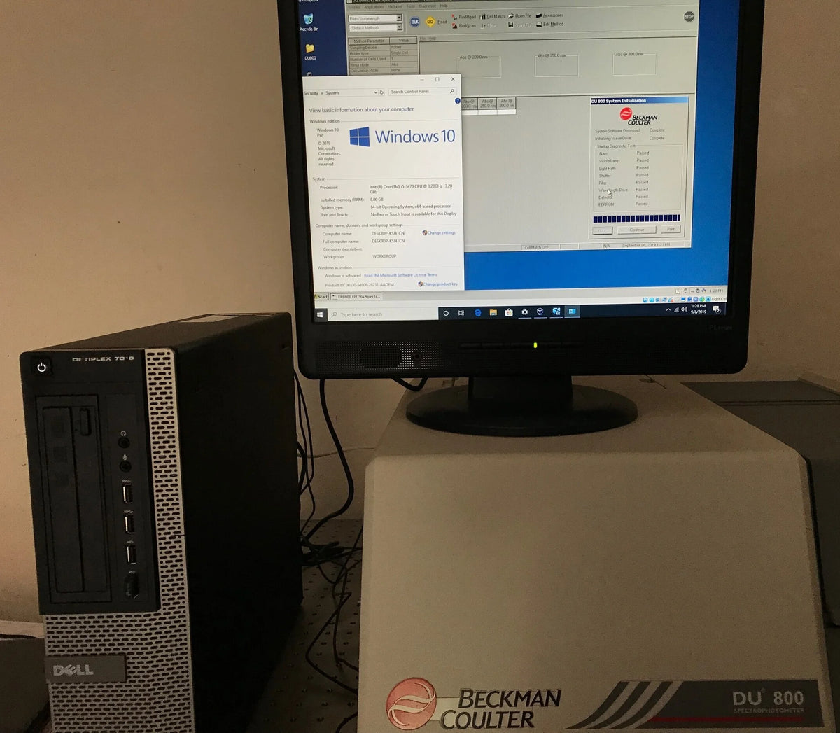 Windows 10, 64 bit Desktop Computer for DU 800 spectrophotometer