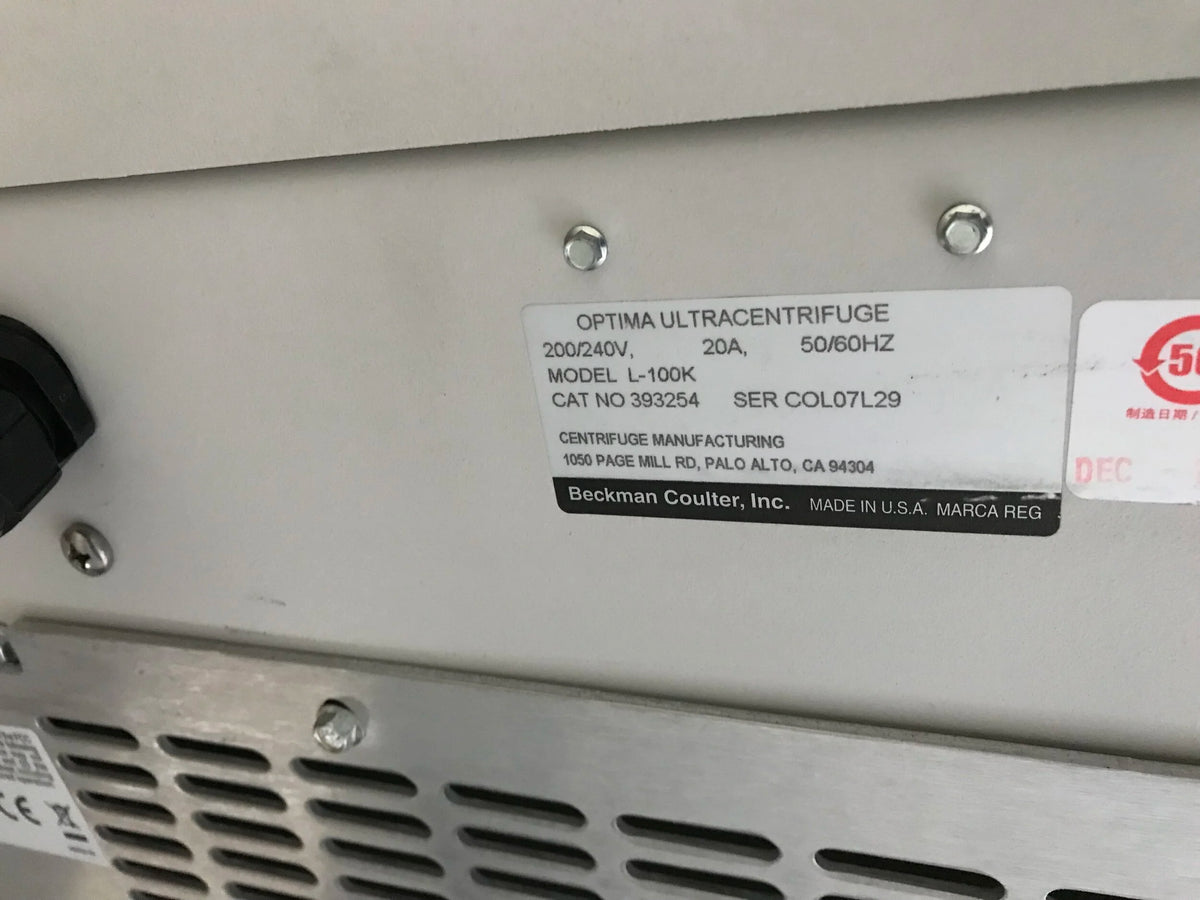 Beckman Coulter Optima L-100K ultracentrifuge