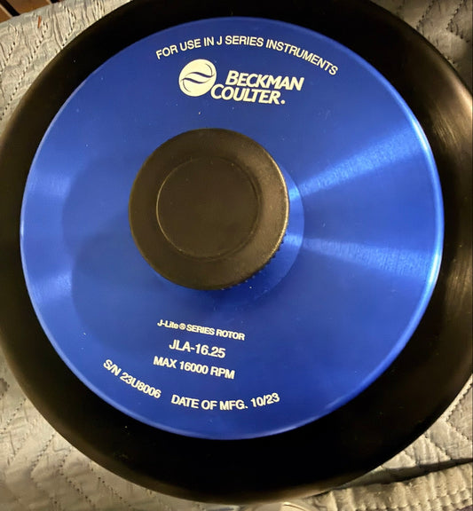 Beckman Coulter J-LITE rotor lid showing manufacture date 10/23
