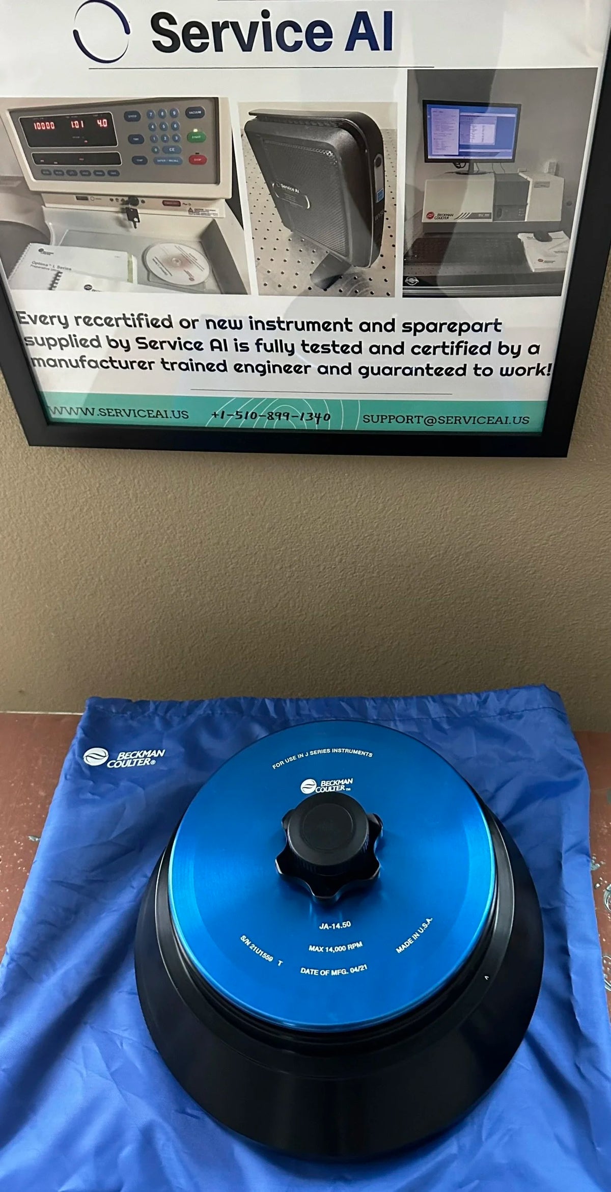 Beckman Coulter JA-14.50 rotor assembly, biosafe (with dual-locking lid) - INSPECTED