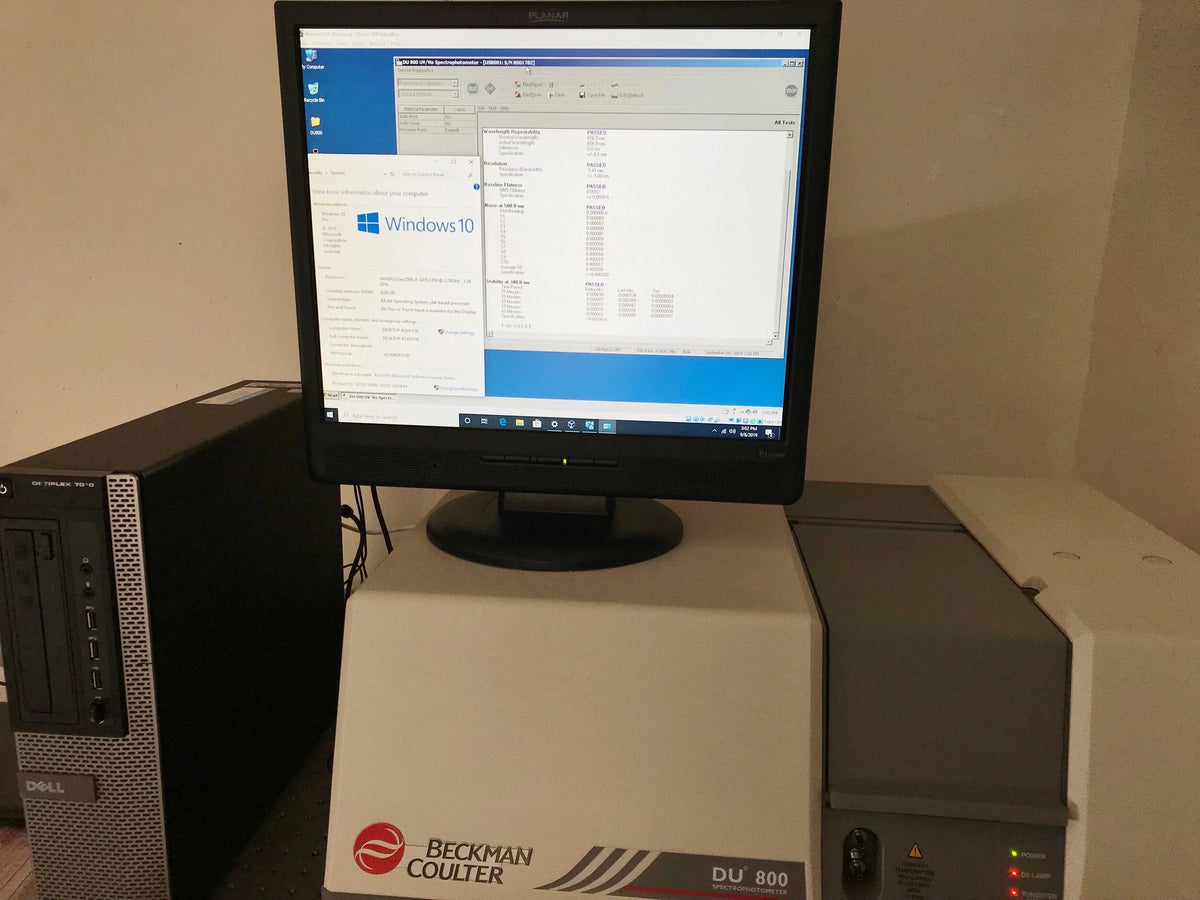 DU 800 spectrophotometer with Windows 10 PRO, 64 bit Desktop (Recertified)