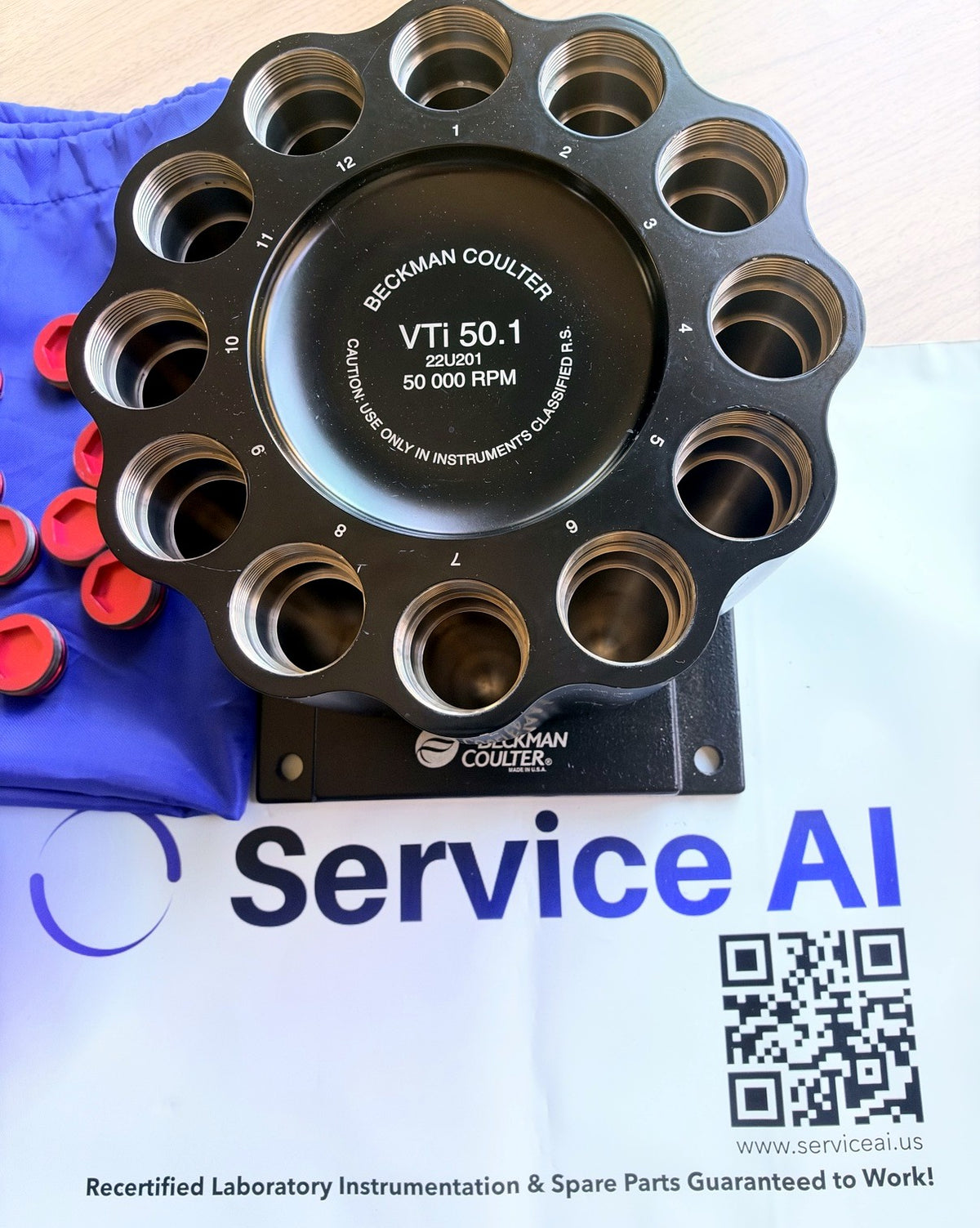 VTi 50.1 rotor top view - serial number 22U201, 50,000 rpm